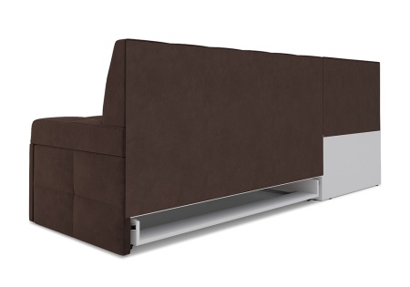 Кухонный угловой диван дельфин Атлантис велюр коричневый