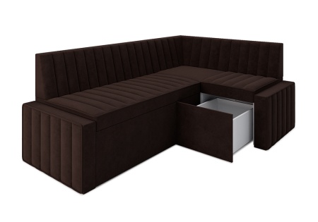 Кухонный угловой диван дельфин Вермут микровелюр коричневый