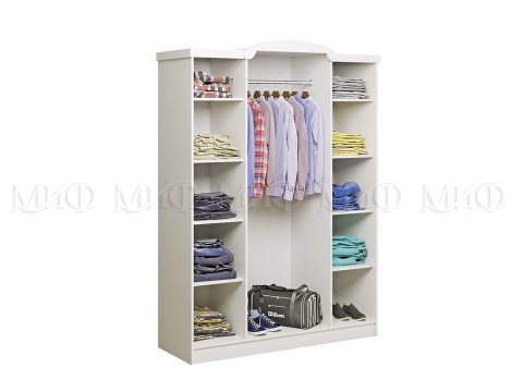 Шкаф 3-х Створчатый Герда Белый/Белый Глянец Ш-1350хВ-2016хГ-540 мм