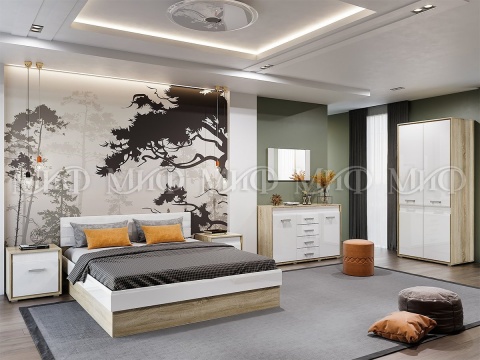 Спальный Гарнитур Формула МДФ Сонома/Белый Глянец